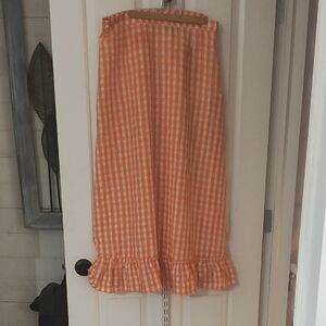 SHEIN Orange Checkered Maxi Skirt with Ruffle Hem